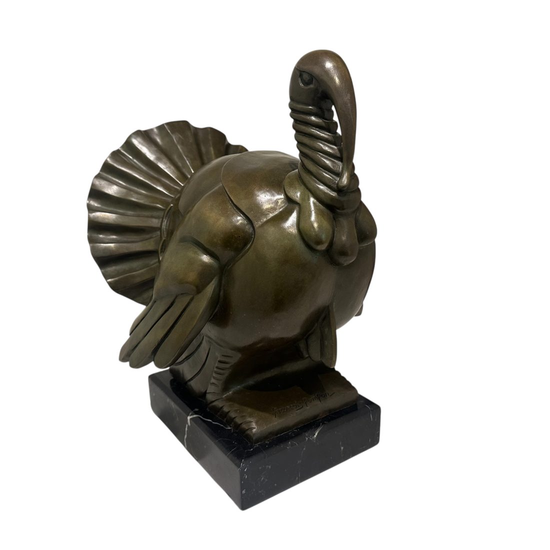 Een grote bronzen kalkoen, Francois Pompon, Frankrijk, eind 20e eeuw