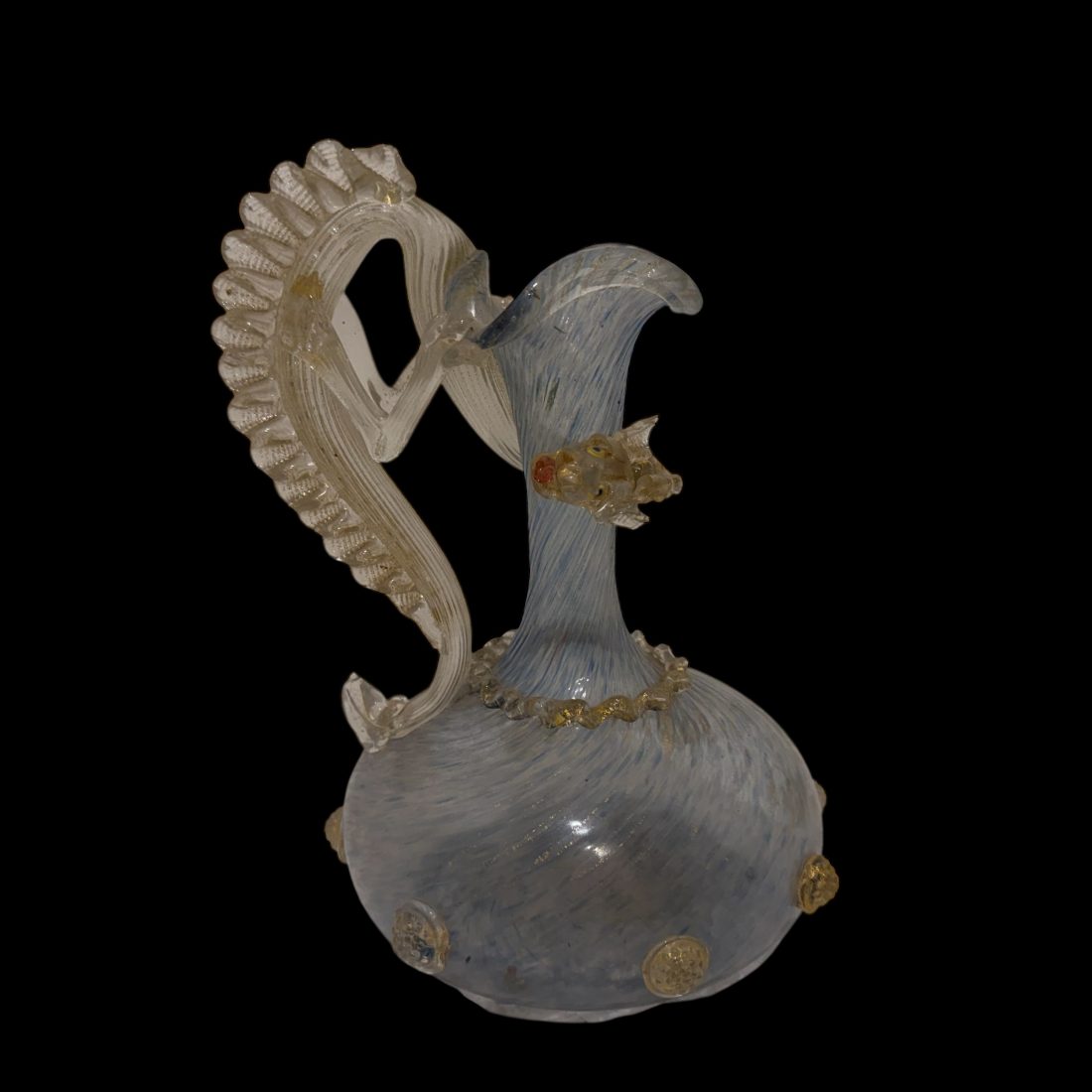 Murano glazen karaf met draken kop, Italië, begin 20e eeuw