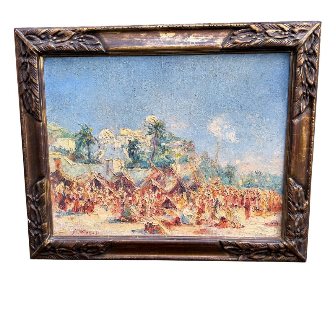 Marokkaanse markt in een berglandschap, Nicot Fransçois (1873-1945)